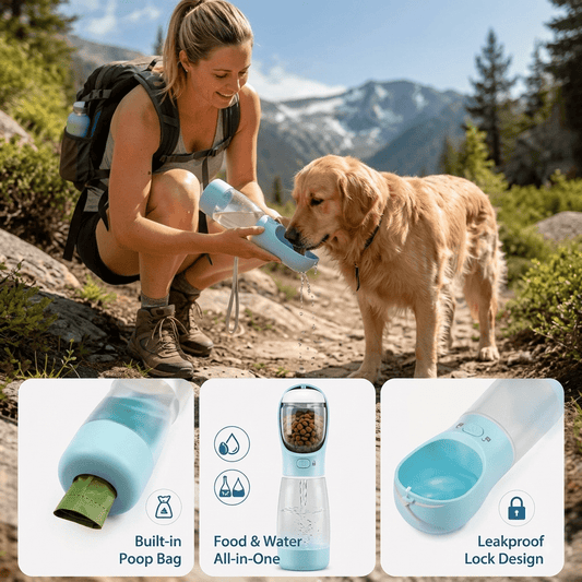 Bouteille d'eau portable pour chien 3 en 1 - TraKoo