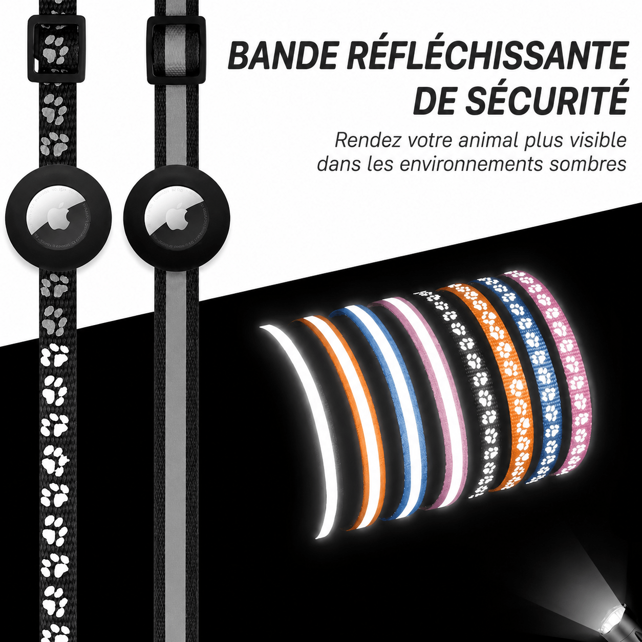 Collier Réfléchissant avec Support AirTag – Chat & Chien | Trakoo - TraKoo