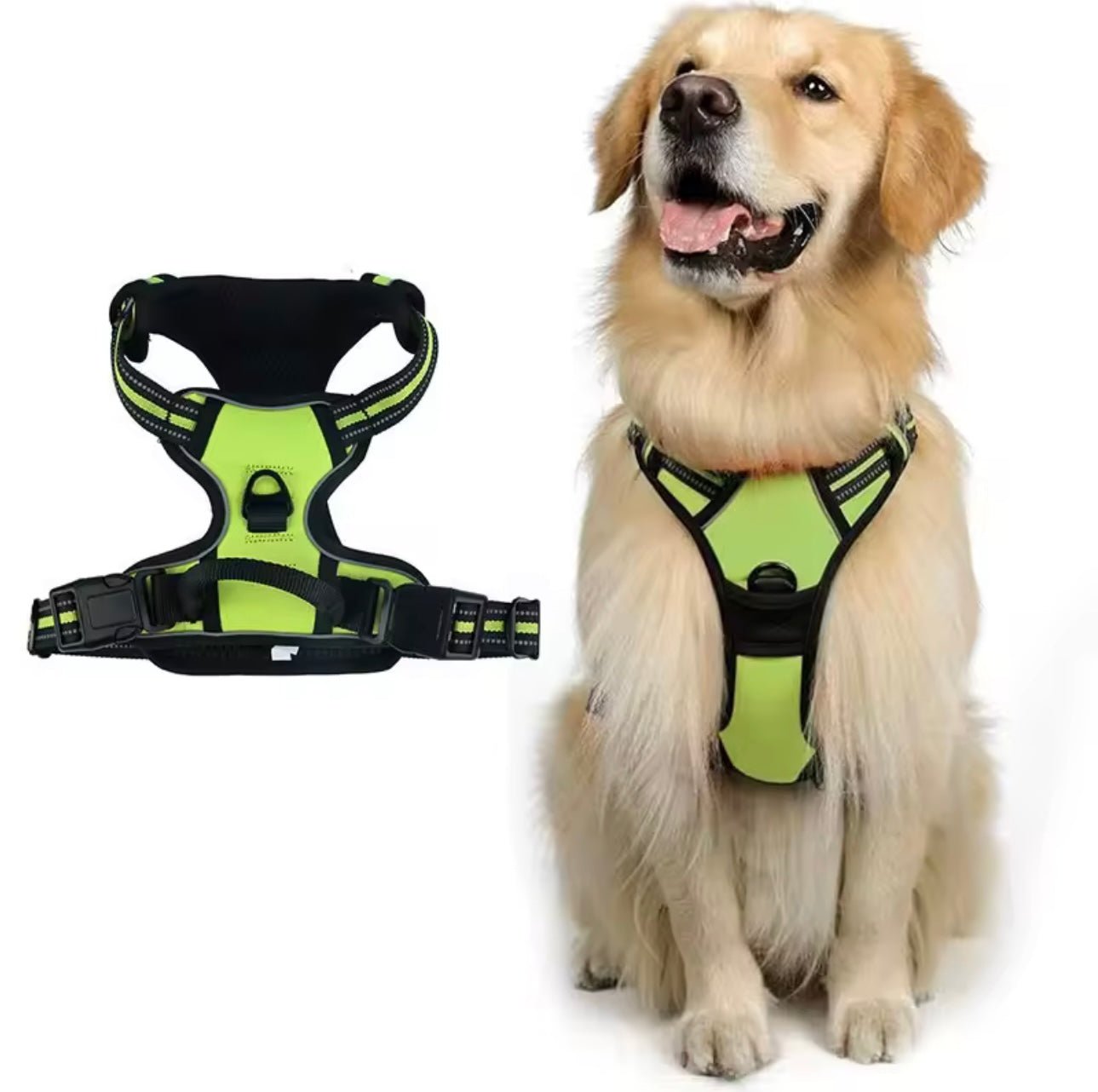 Harnais pour chien anti-traction avec clip frontal et bande réfléchissante, - TraKoo