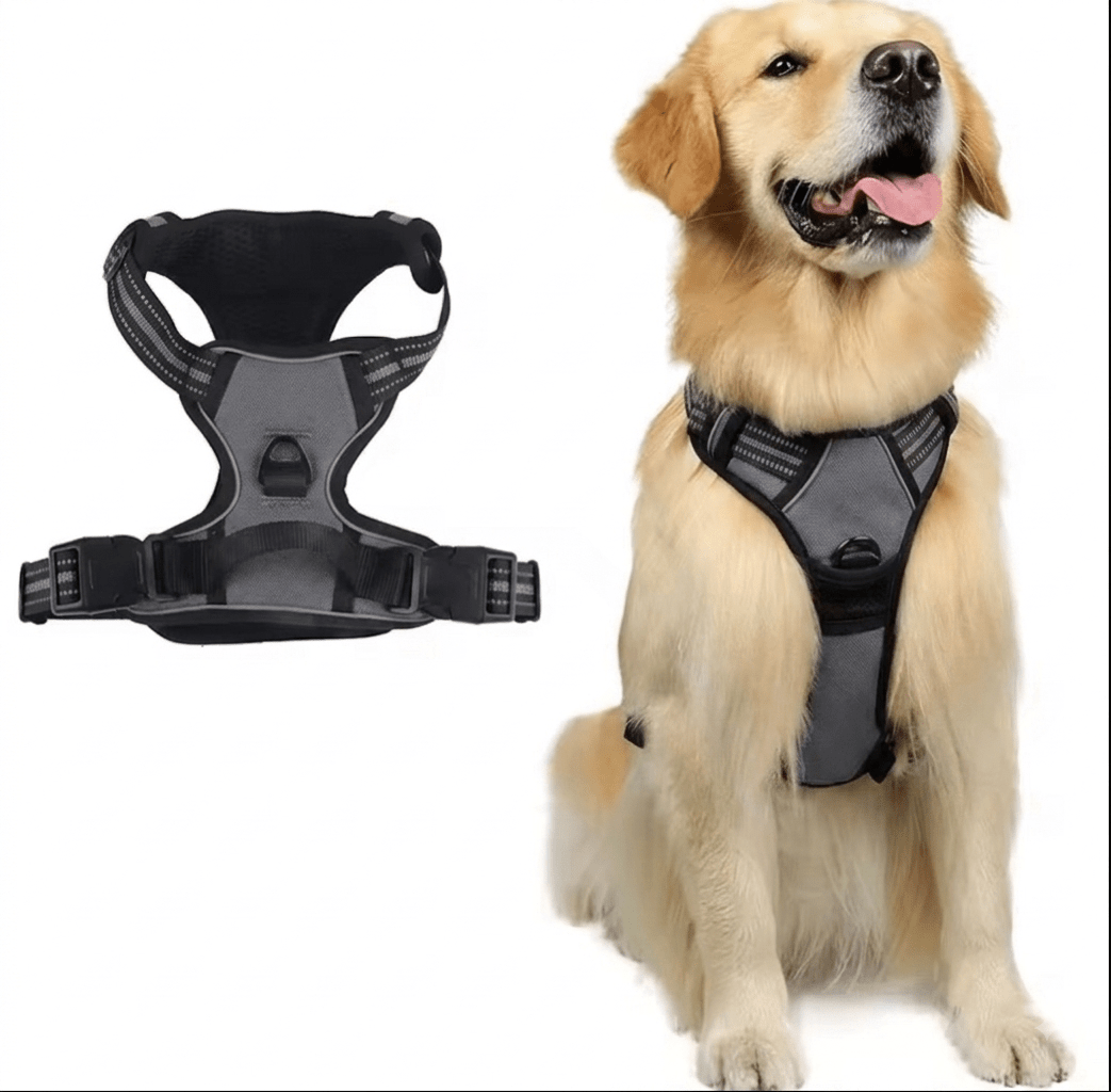 Harnais pour chien anti-traction avec clip frontal et bande réfléchissante, - TraKoo