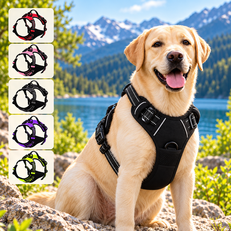 Harnais pour chien anti-traction avec clip frontal et bande réfléchissante - TraKoo