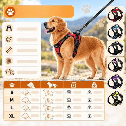 Harnais pour chien anti-traction avec clip frontal et bande réfléchissante - TraKoo