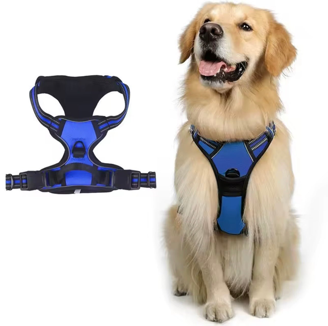 Harnais pour chien anti-traction avec clip frontal et bande réfléchissante, - TraKoo