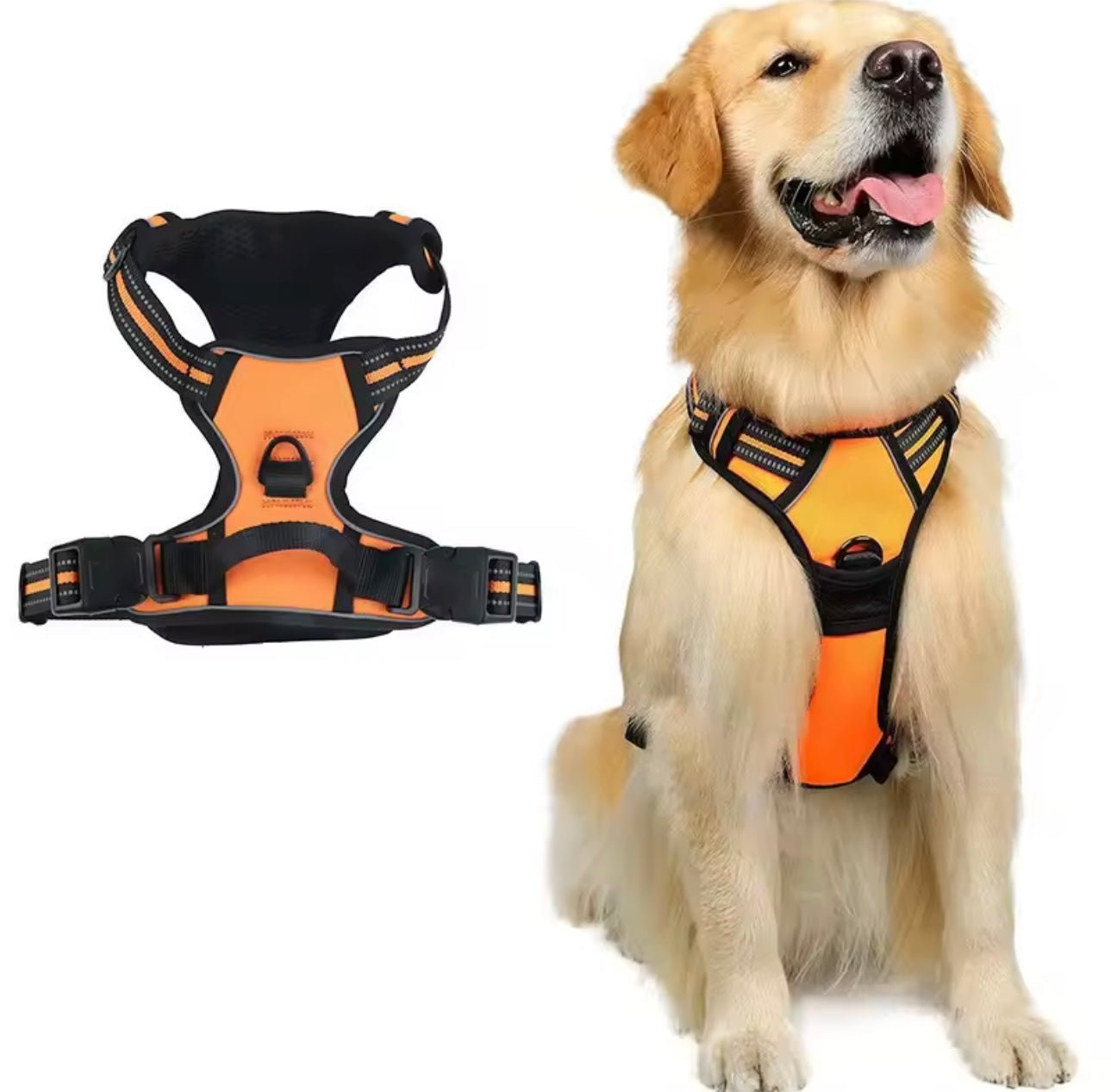 Harnais pour chien anti-traction avec clip frontal et bande réfléchissante, - TraKoo