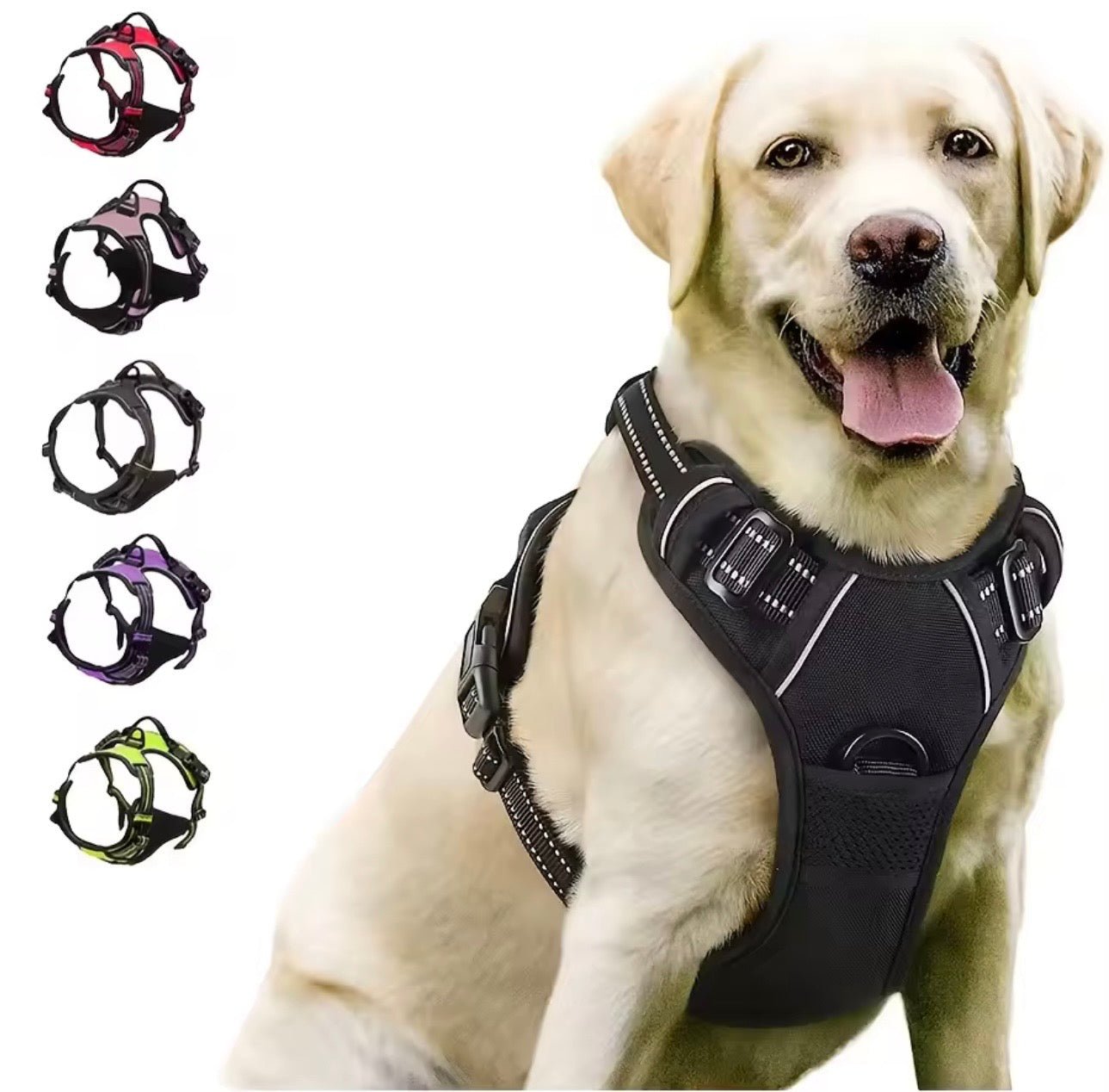 Harnais pour chien anti-traction avec clip frontal et bande réfléchissante, - TraKoo