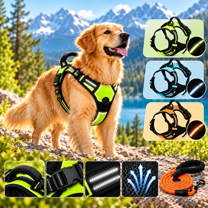 Harnais pour chien anti-traction avec clip frontal et bande réfléchissante - TraKoo