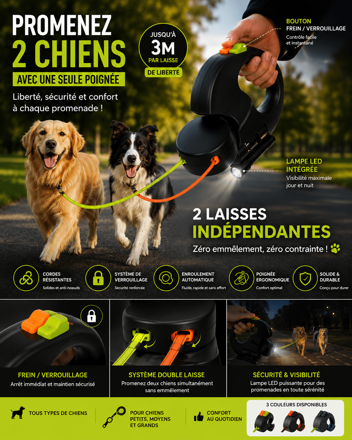 Laisse double pour 2 chiens - TraKoo