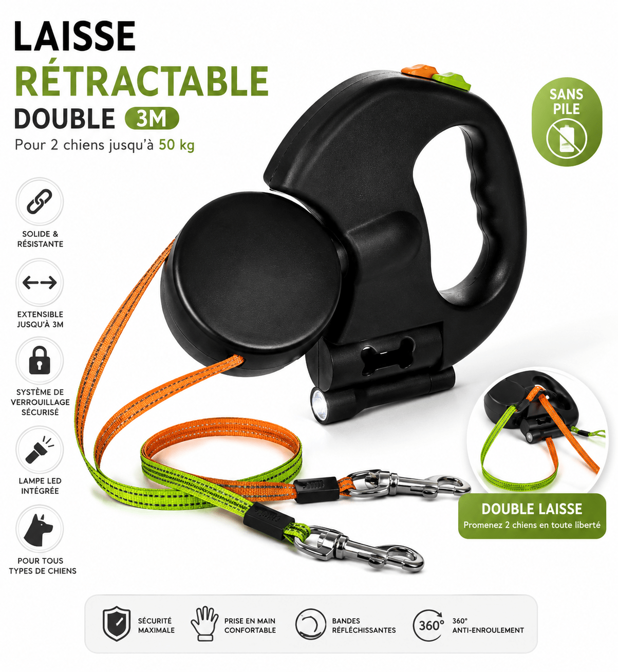 Laisse double pour 2 chiens - TraKoo