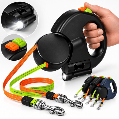 Laisse Rétractable Double pour 2 Chiens Anti-Noeud - TraKoo