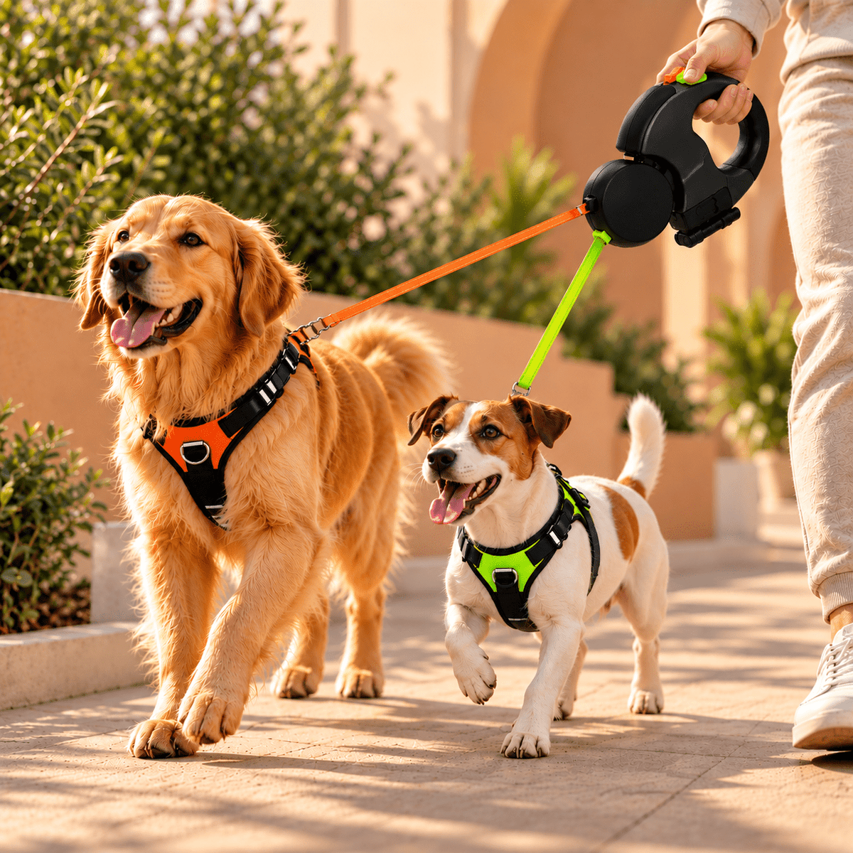 Laisse Rétractable Double pour 2 Chiens Anti-Noeud - TraKoo