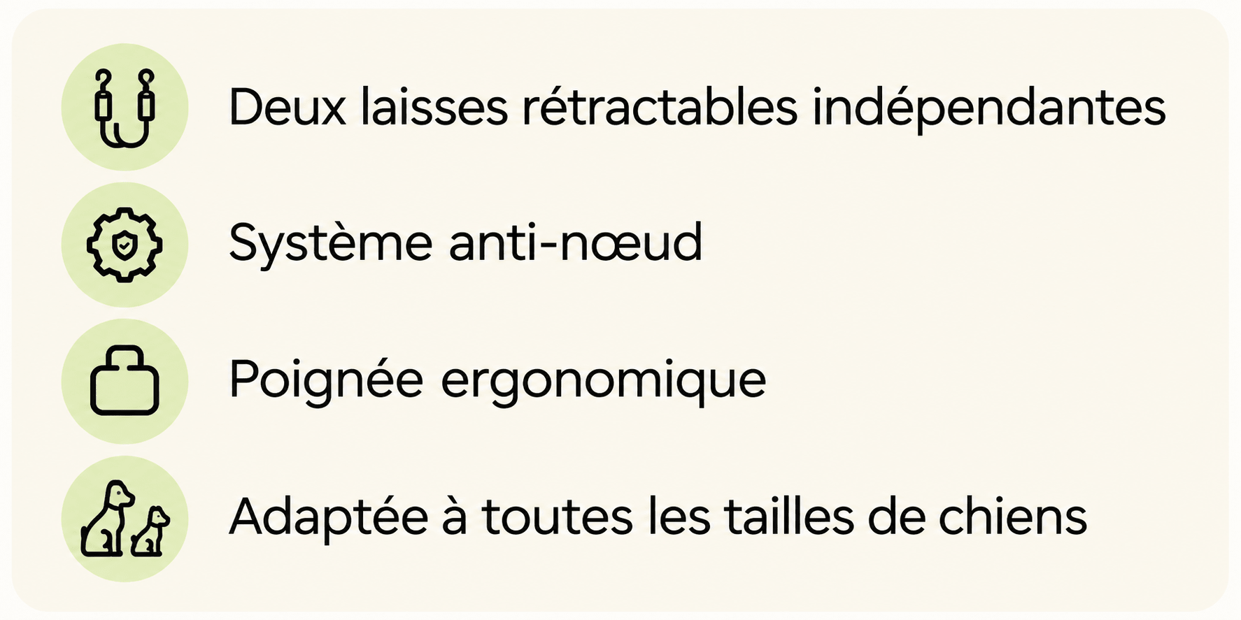 Avantages de la laisse double